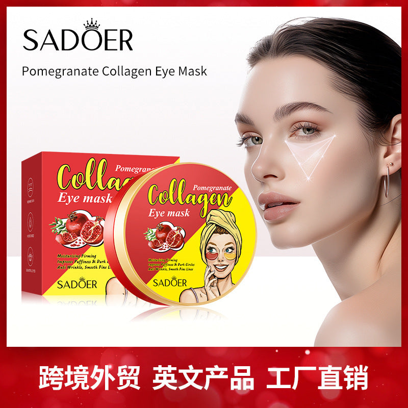 Pomegranate Collagen Moisturizing Eye Mask SADOER Firming and Moisturizing Eye Mask Patch Cross-Border Wholesale