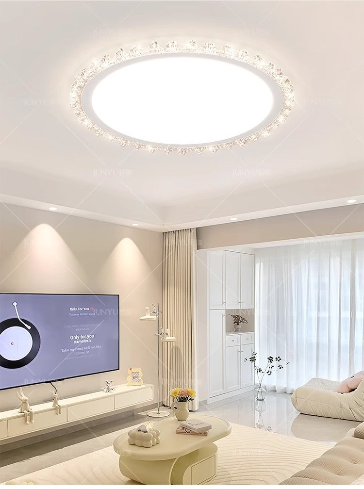 Light Luxury Living Room Ceiling Lamp New Crystal Lamp Cream Style High-end Bedroom Main Lamp Round Shape led Eye Protection Lighting
