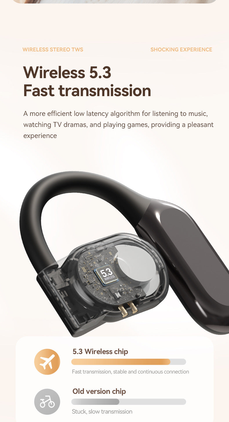 M62Popular AI Translation Bluetooth Earphones Bone Conduction Ear Hook Digital Display Long Battery Life Wireless Bluetooth Earphones