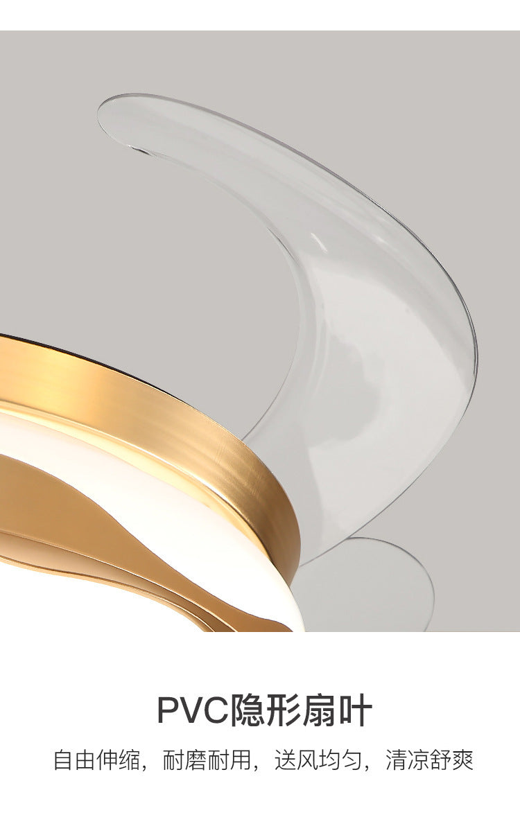 LED Invisible Fan Light for Dining Room and Bedroom, Modern Simple Ceiling Fan with Light, Variable Frequency Fan Light, Invisible