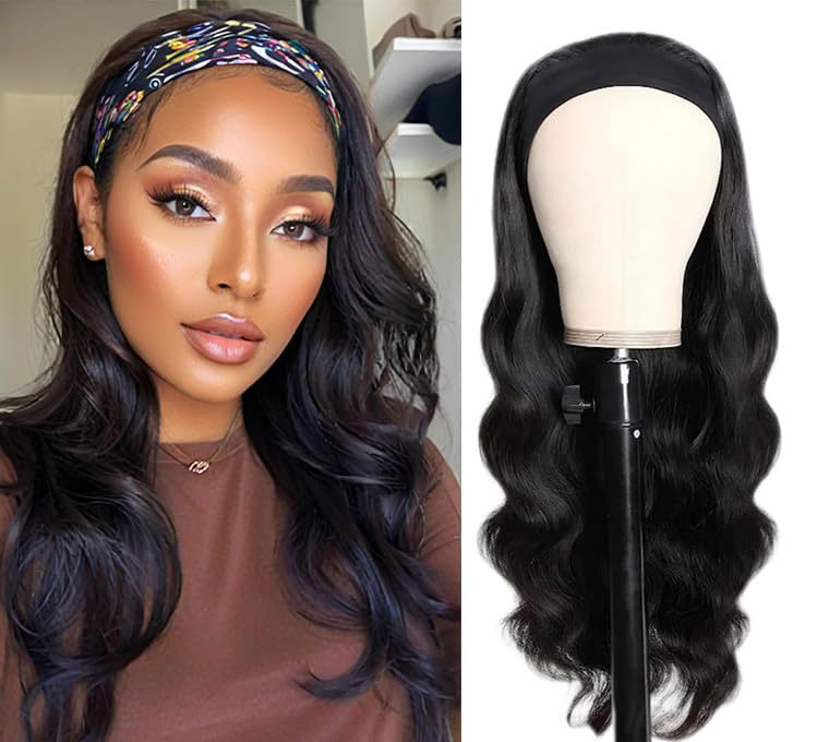 Afro Body wave Large Curly Hair Ribbon Hairband Curly Hair Glueless Synthetic Wig
