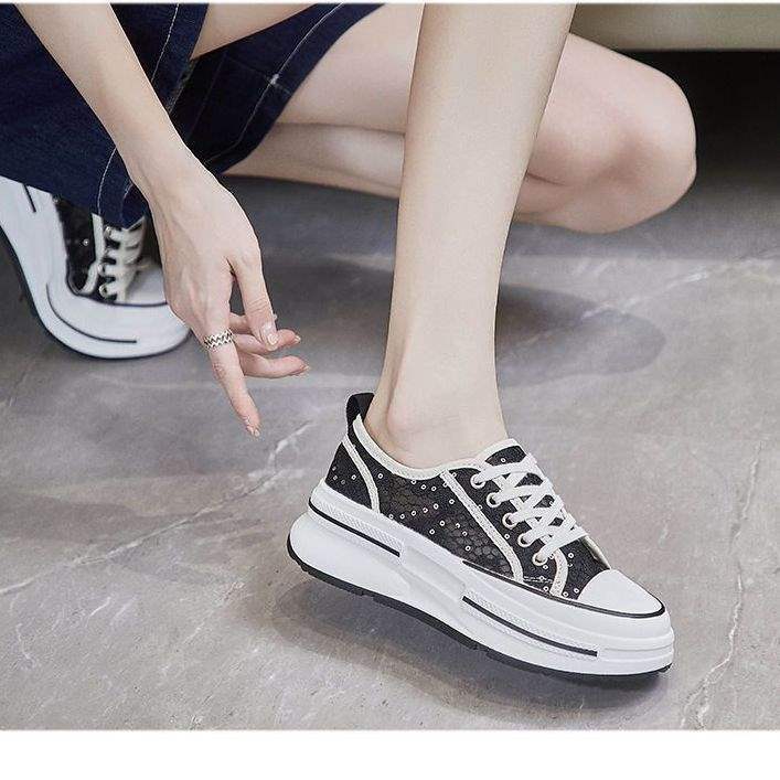 Summer Lace Women's Shoes for Outdoor Wear2025Summer Thin Non-Slip Versatile Breathable Mesh Sports Casual White Shoes