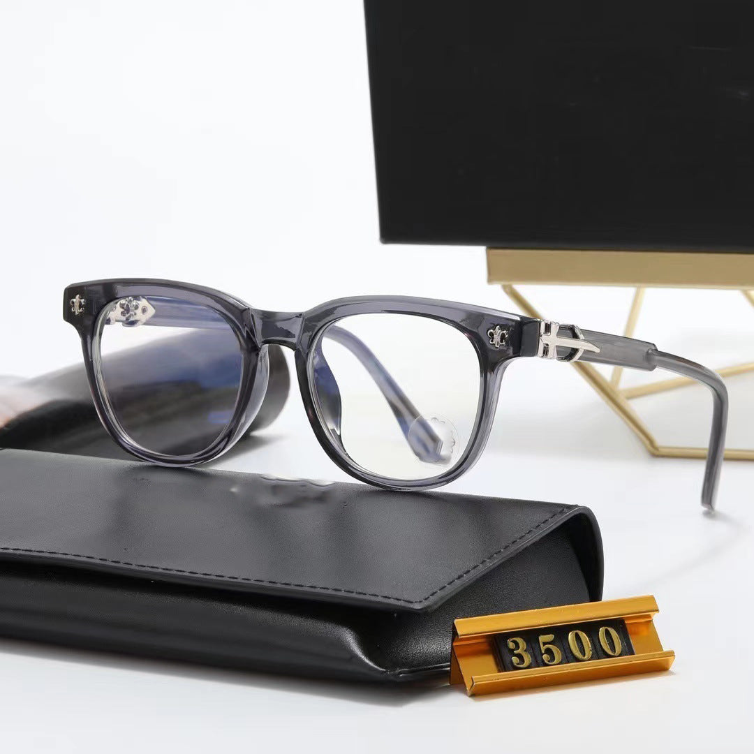 2024 New high-end brand design men's and women's square non-prescription glasses colorless clear Vintage3500