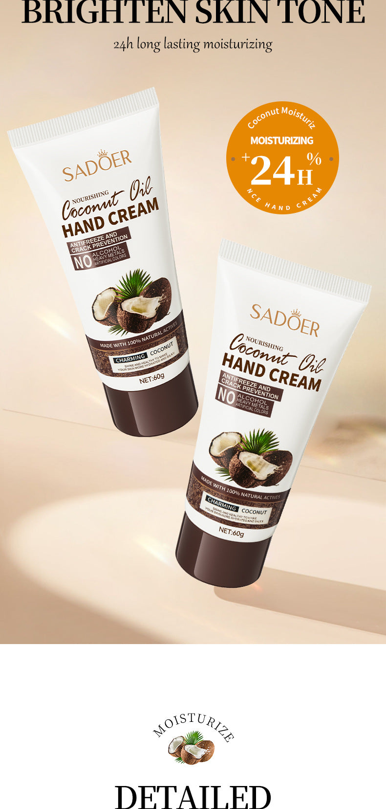 Full English Coconut Hand Cream SADOER Hydrating, moisturizing, anti-chapping, nourishing hand cream for  foreign trade wholesale