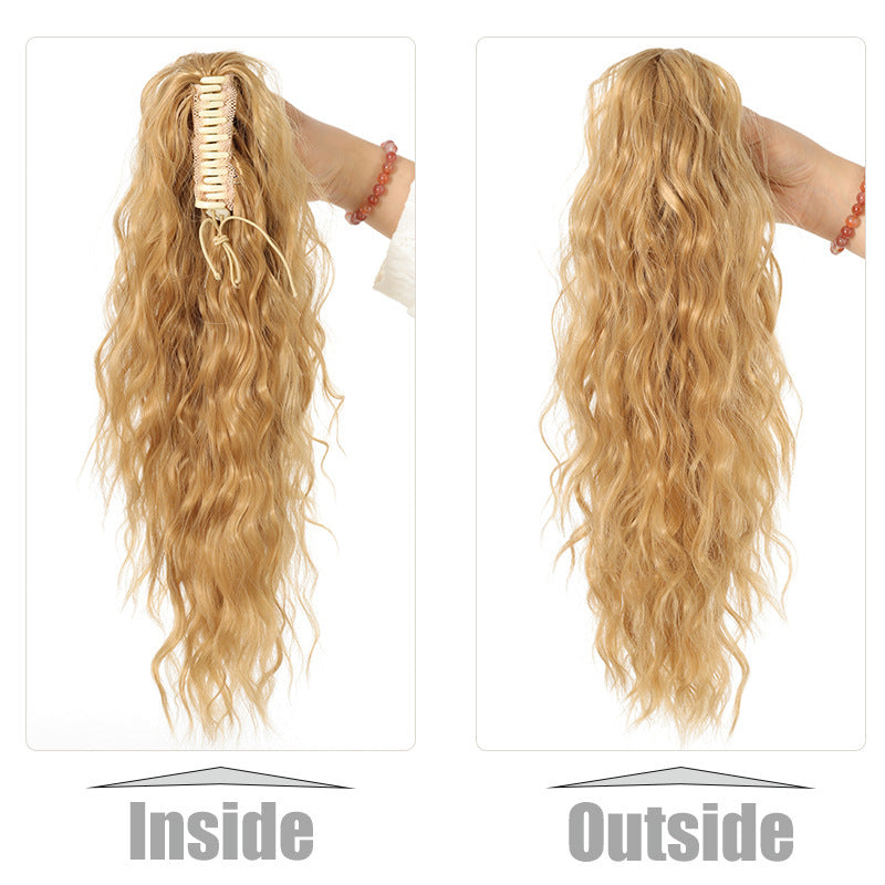 Cross-border Claw Clip Water Ripple Ponytail45cm120g European and American Women's Curly Hair Synthetic Wig Ponytail