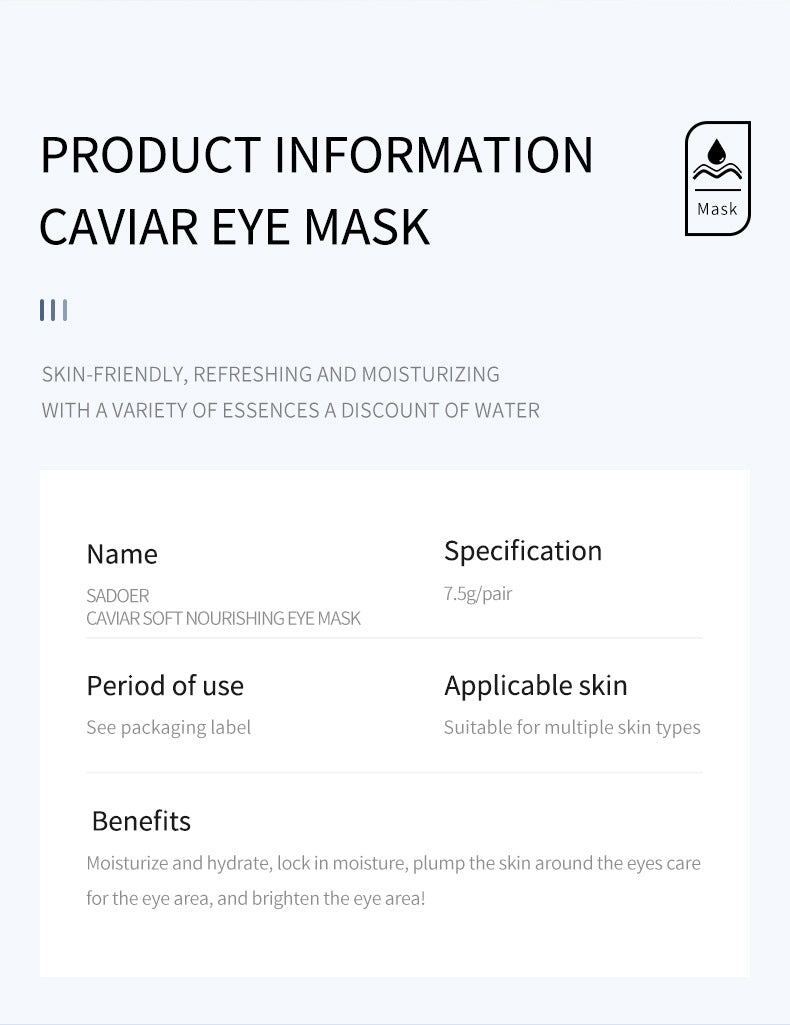 Eye Mask SADOER Caviar Eye Mask Pack Moisture replenishment Cross-border Foreign Trade Skincare Wholesale