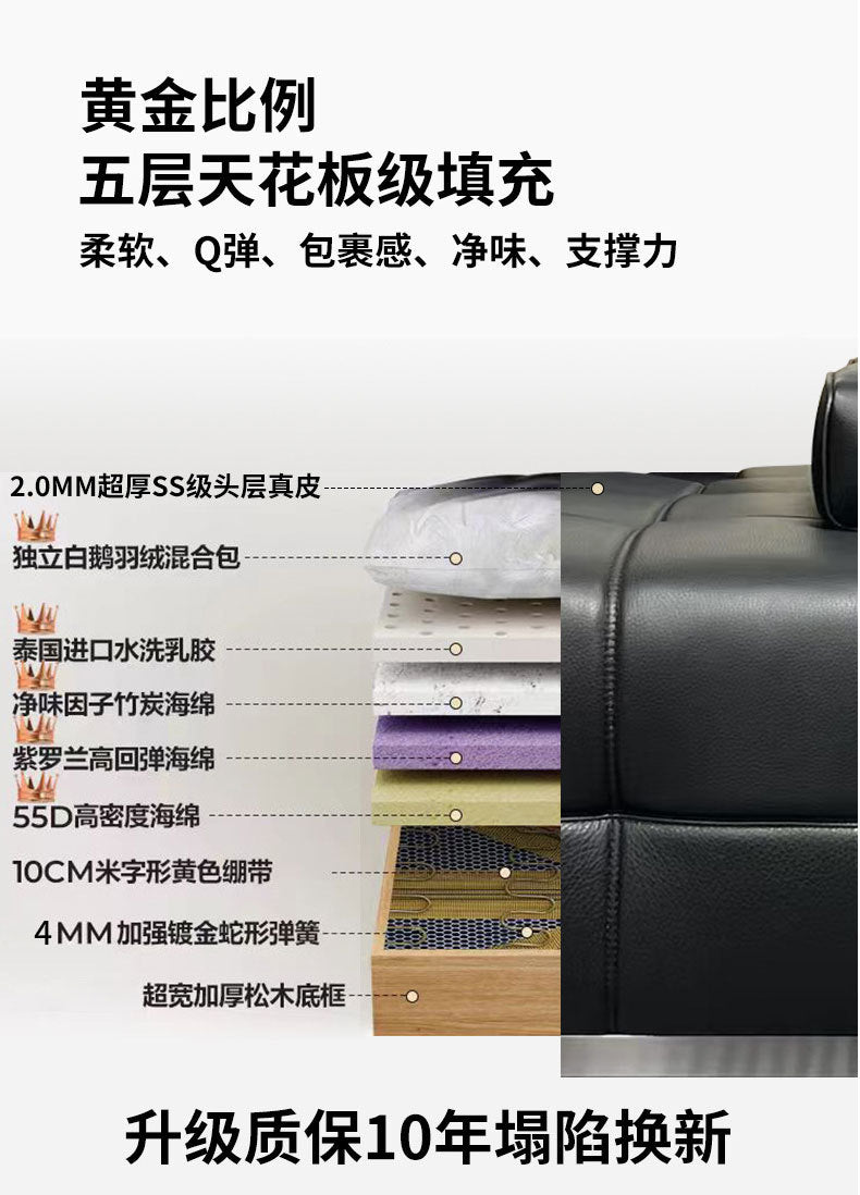 Lawrence Genuine Leather Sofa Italian Minimalist Style for Small and Large Apartments, Villas, and Clients, Corner Sofa, Modern Straight Row Leather Sofa Shipping and tax not included