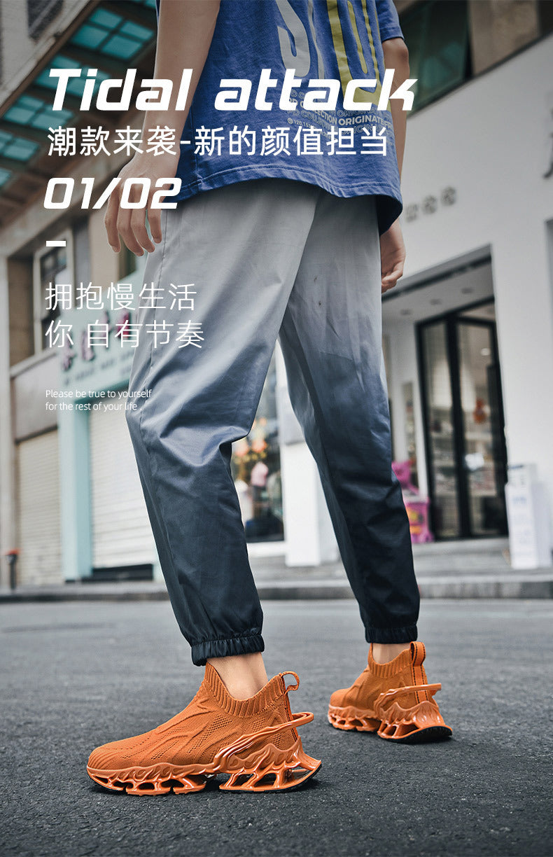 Summer Breathable Mesh Large Size Men's Shoes Trendy Mesh Shoes Men's Blade Running Shoes Sports Height-Increasing Flyknit Socks Trendy Shoes