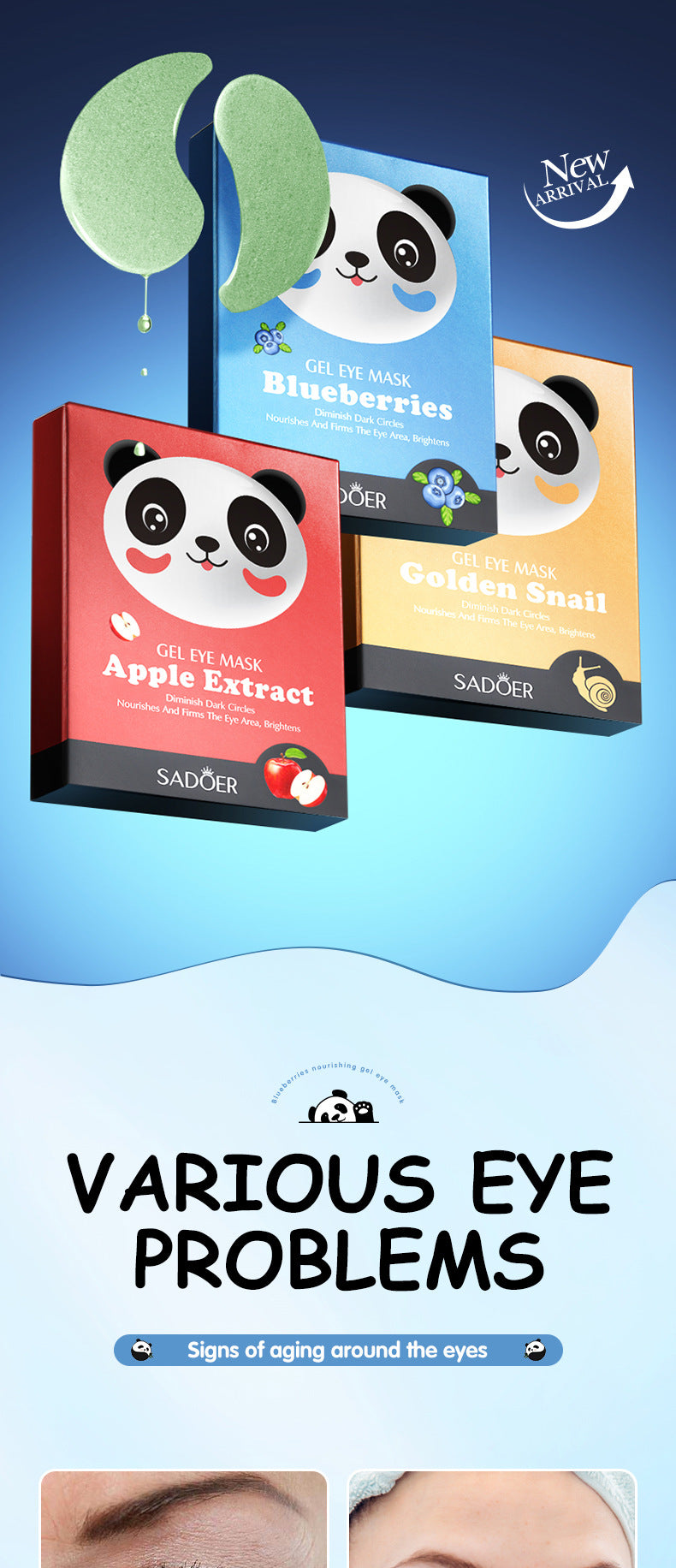 Cross-border Panda Eye Mask Stickers7.9g*7pcs Plant and Fruit Hydrating Moisturizing Eye Mask Wholesale for Foreign Trade