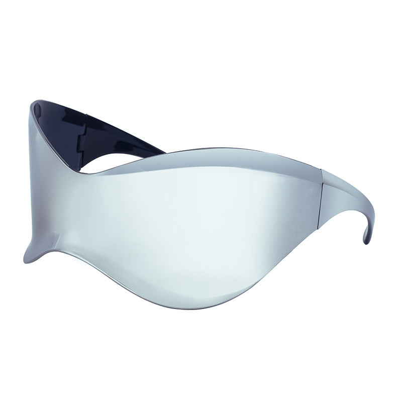 European and American Large Frame Sunglasses for Women, Trendy UV Protection Glasses with a High-End Feel Y2K Millennium Frameless Cycling Sunglasses for Men