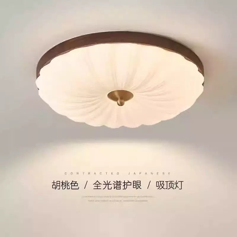 New Chinese Style Creative Personality Walnut Color Vintage Ceiling Light Bedroom Light Retro French Eye Protection Study Lamp