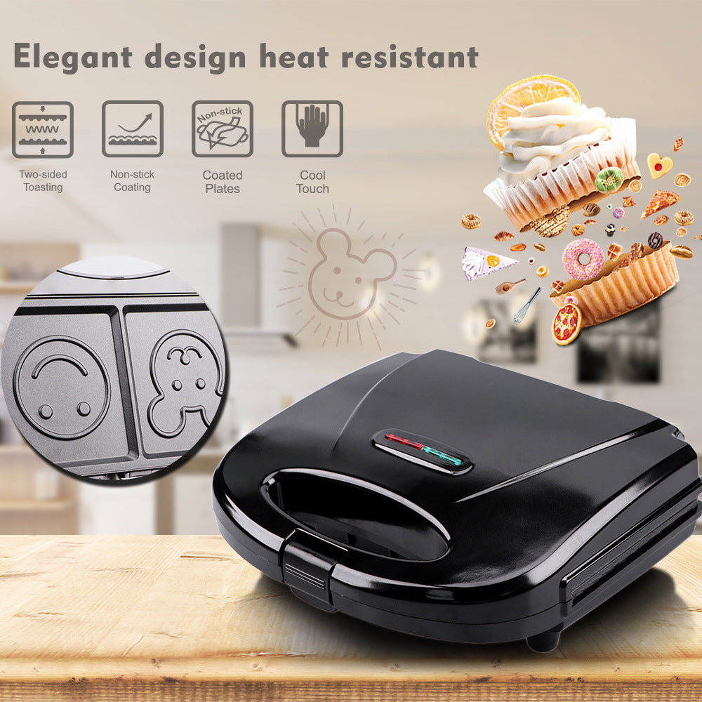 EU Standard Smiling Face Machine Sandwich Bread Baking Cute Toaster Household Multi-Functional Toasting Machine R.251