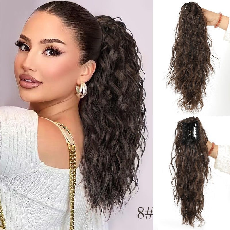 Cross-border Claw Clip Water Ripple Ponytail45cm120g European and American Women's Curly Hair Synthetic Wig Ponytail