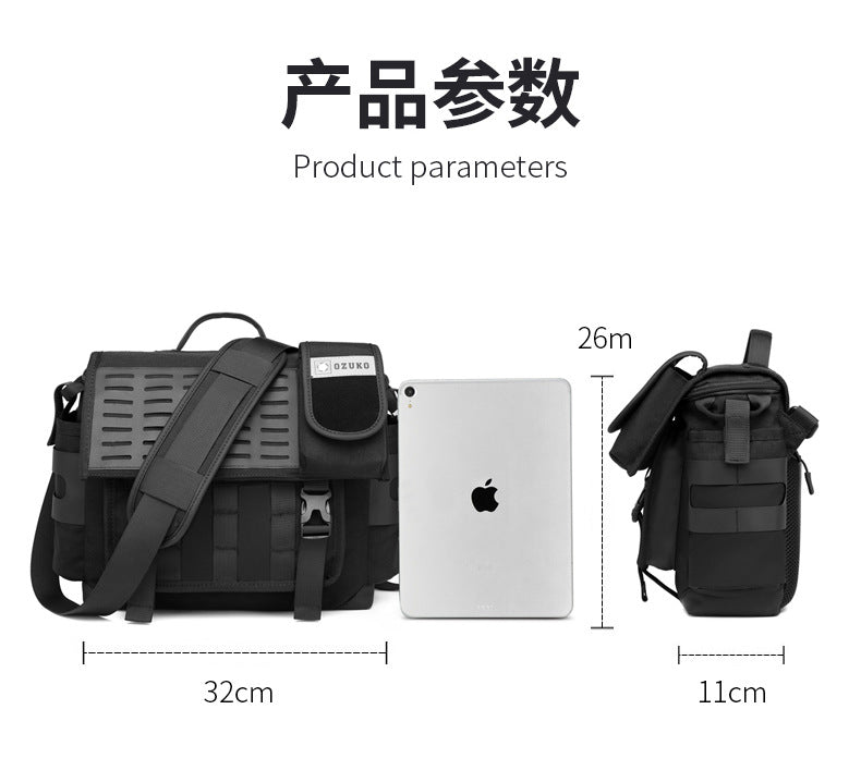 Men's Messenger Bag Multifunctional Crossbody Bag Waterproof Cycling Shoulder Bag Outdoor Commuting Tactical Style Men's Satchel