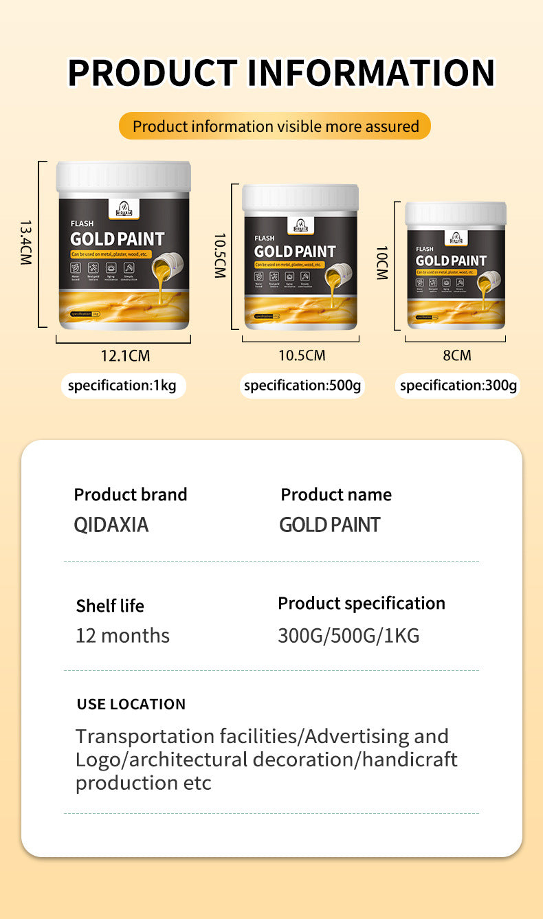 Water-based Gold Leaf Paint Gold Powder Paint gold Art Coating Gold Paint gold Oil Paint Exterior Wall Brand Gold Leaf Brush Paint