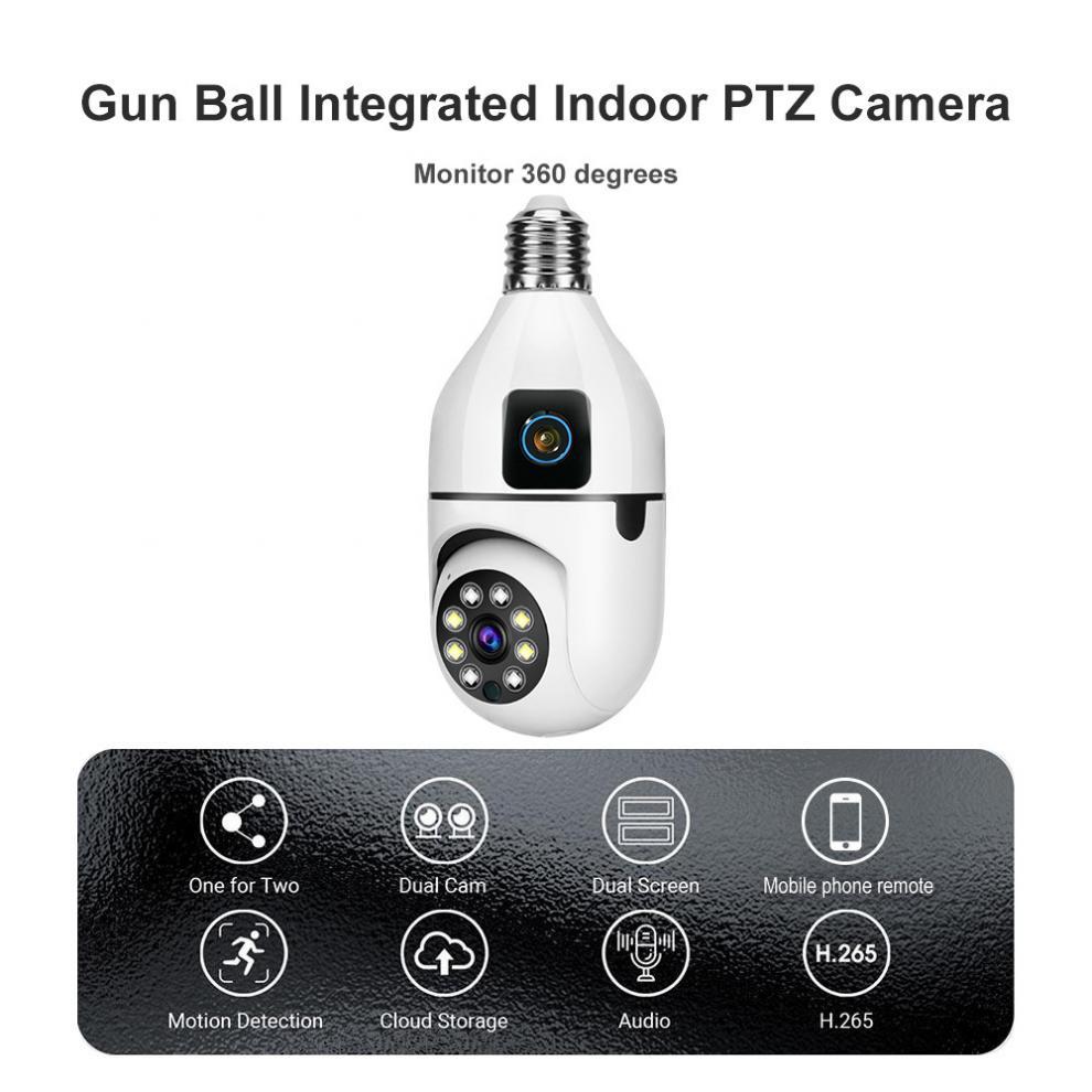 V380Binocular Bulb WiFi Camera Day and Night Full Color Panoramic HD Dual Lens Wireless Surveillance Camera