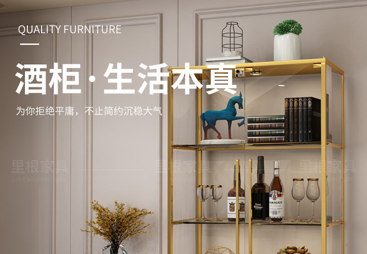 Simple Wine Cabinet Wall-Mounted Living Room Modern Simple Glass Storage Cabinet Home Storage Cabinet Light Luxury High-End Display Cabinet