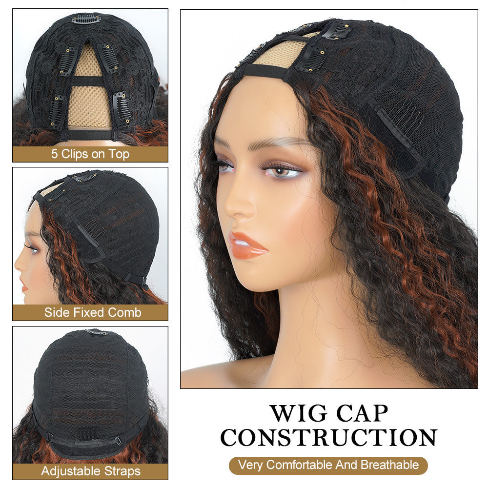 2H350 Highlight Yaki Synthetic  Afro Bouncy Curly End Wigs