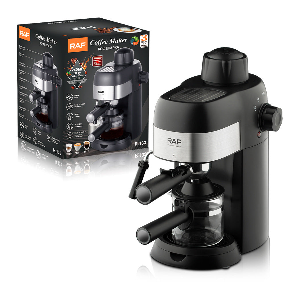 RAF European Standard Italian Coffee Machine for Home Use, Small Semi-Automatic High-Pressure Steam Milk Frother for Office
