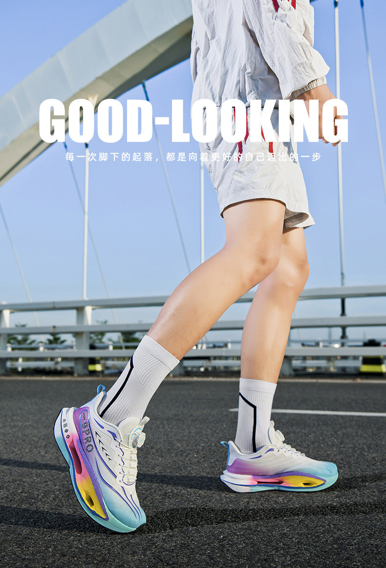 Autumn Winter New Double Mesh Thickened Knob Buckle Parent-Child Sports Shoes Real Explosive Carbon Plate Soft Sole Couple Running Shoes