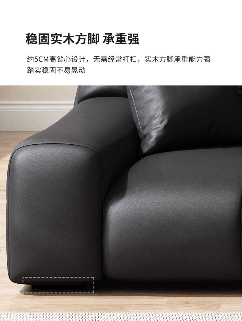 Italian Minimalist Big Black Bear Sofa Living Room Genuine Leather Sofa Top Layer Cowhide High Back Black Leather Art Sofa Shipping and tax not included