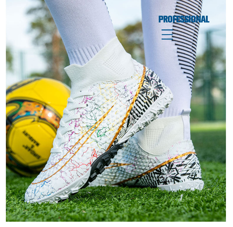 New high-top soccer shoes for men and women AG Spike TF Broken Nail Youth Student Grassland Competition Training Shoes