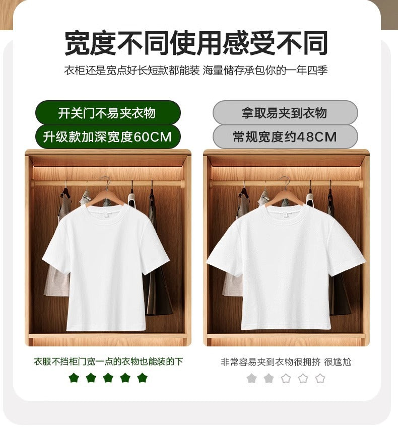 All Solid Wood North American ENF Grade Oak Sliding Door Wardrobe Master Bedroom Home Simple Modern Sliding Door Closet