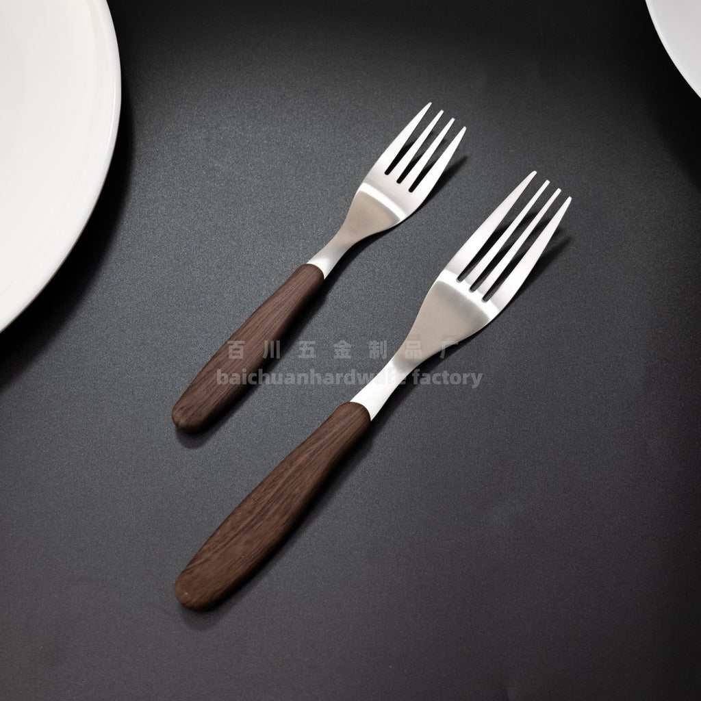 18/10Stainless Steel Western Tableware Set Imitation Wood Grain Handle Steak Knife Fork Spoon High-end Western Hotel Tableware