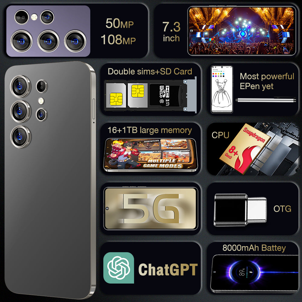 Smartphone Mobile Phone S24Ultra Android16+1TB Android All-in-One E-commerce(Popular)