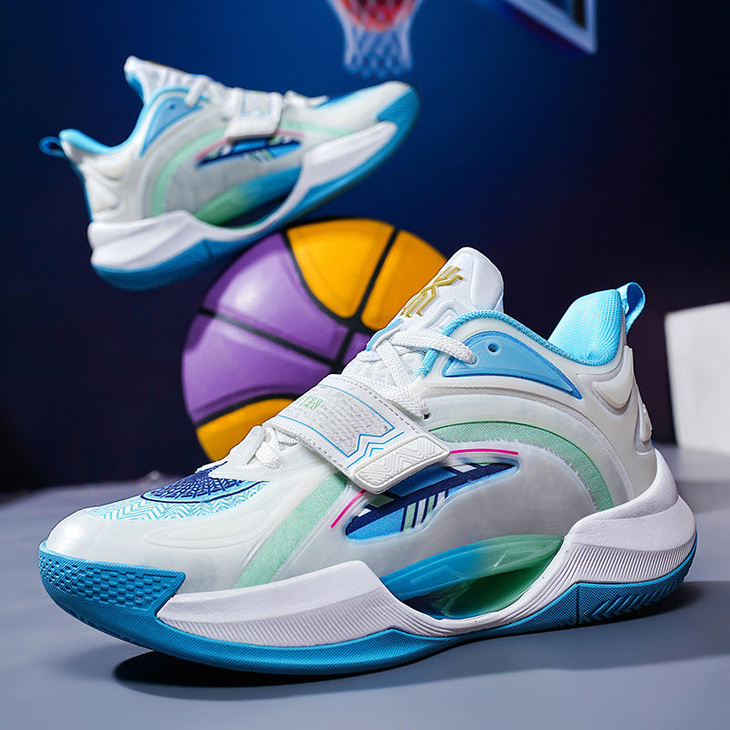 Plus Size Trendy Fashion Mesh Breathable Sports Shoes Youth Training Combat High Elastic Wear-Resistant Basketball Shoes