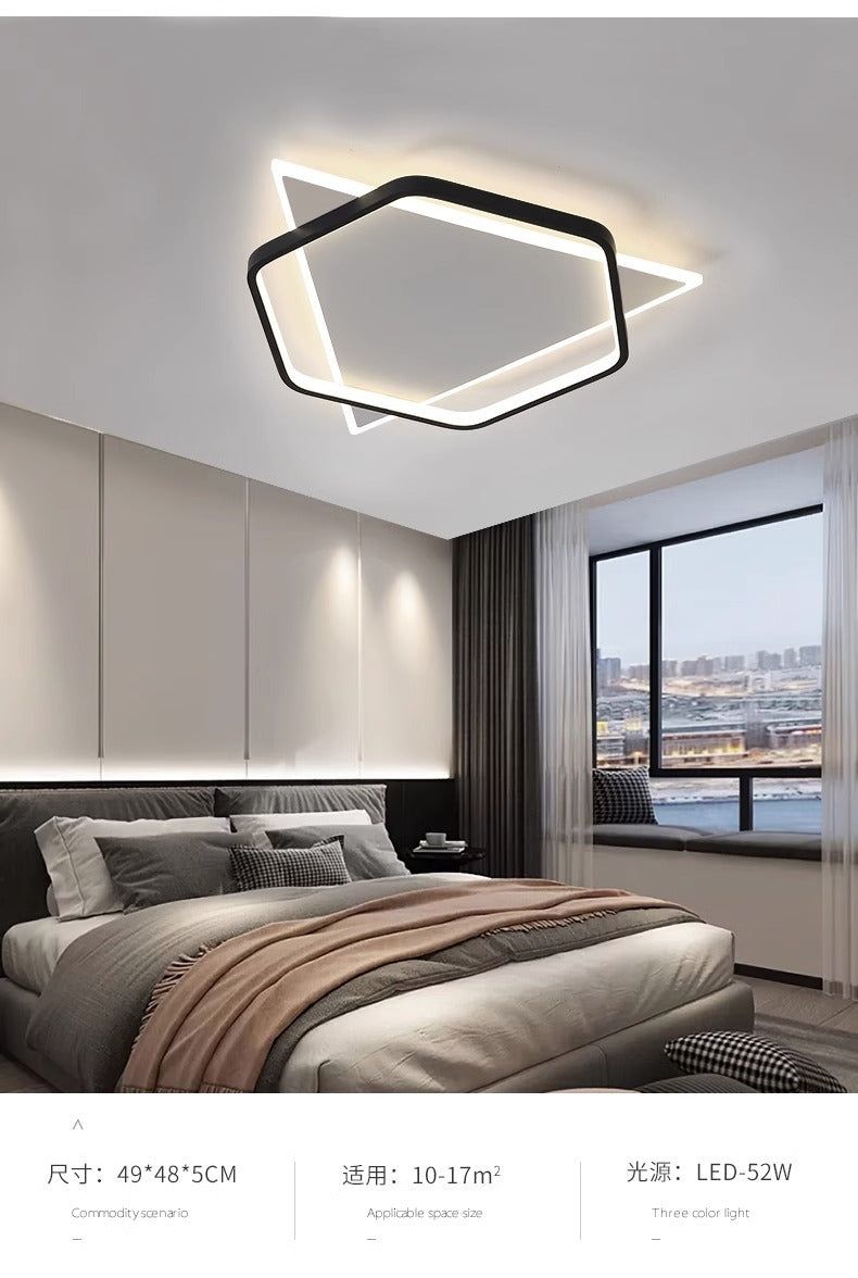 Rectangular Living Room Lamp LED Ceiling Lamp Art Bedroom Lamp Nordic Simple Modern Elegant Lighting Set