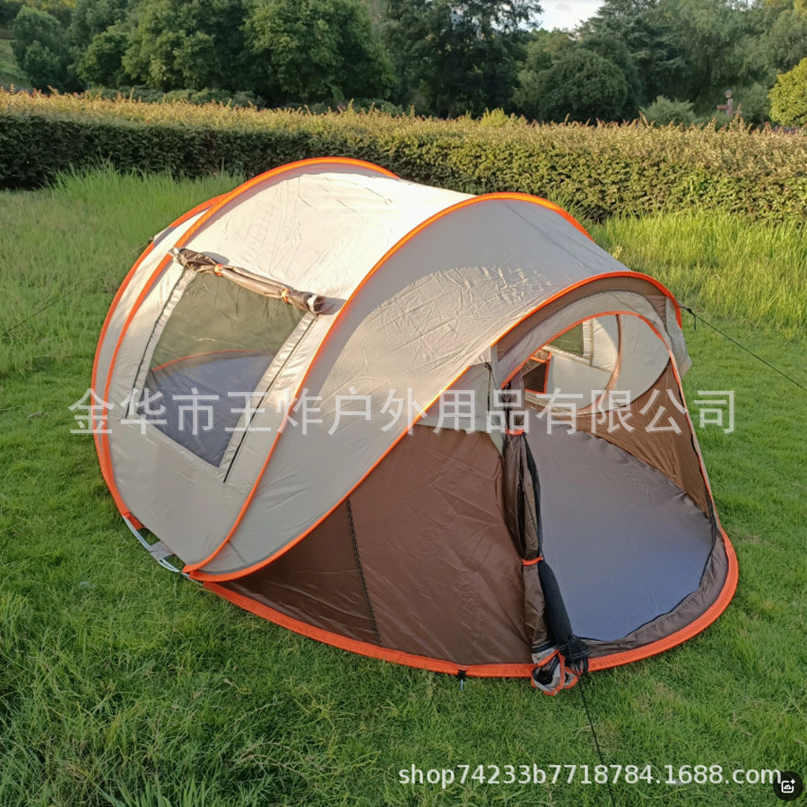Outdoor Fully Automatic Camping Tent Sun Protection Portable Hand Throw Beach Tent5-8Military Green Boat-Shaped Tent
