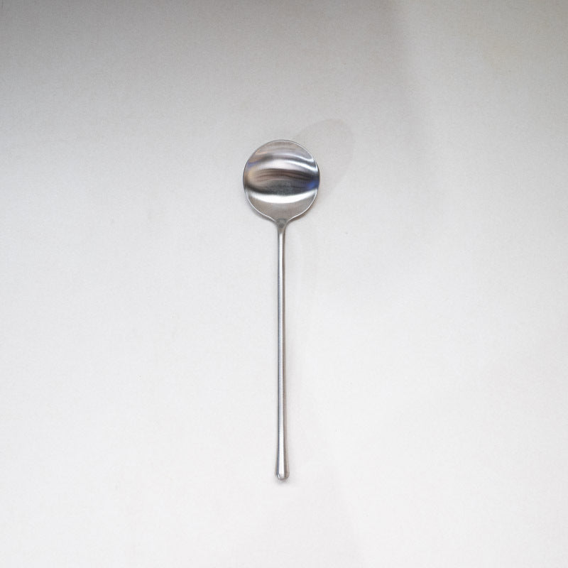 Japanese Style ins304Stainless Steel Thickened Round Dessert Spoon Western Cutlery Set Long Handle Fruit Fork