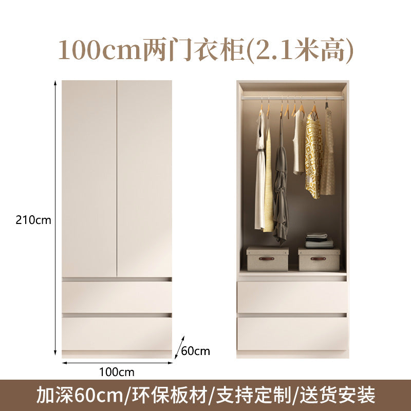 Wardrobe Light Luxury High-End Bedroom Home Segmented Handle-Free Storage Cabinet Hanging Area Multi-Wardrobe Customization