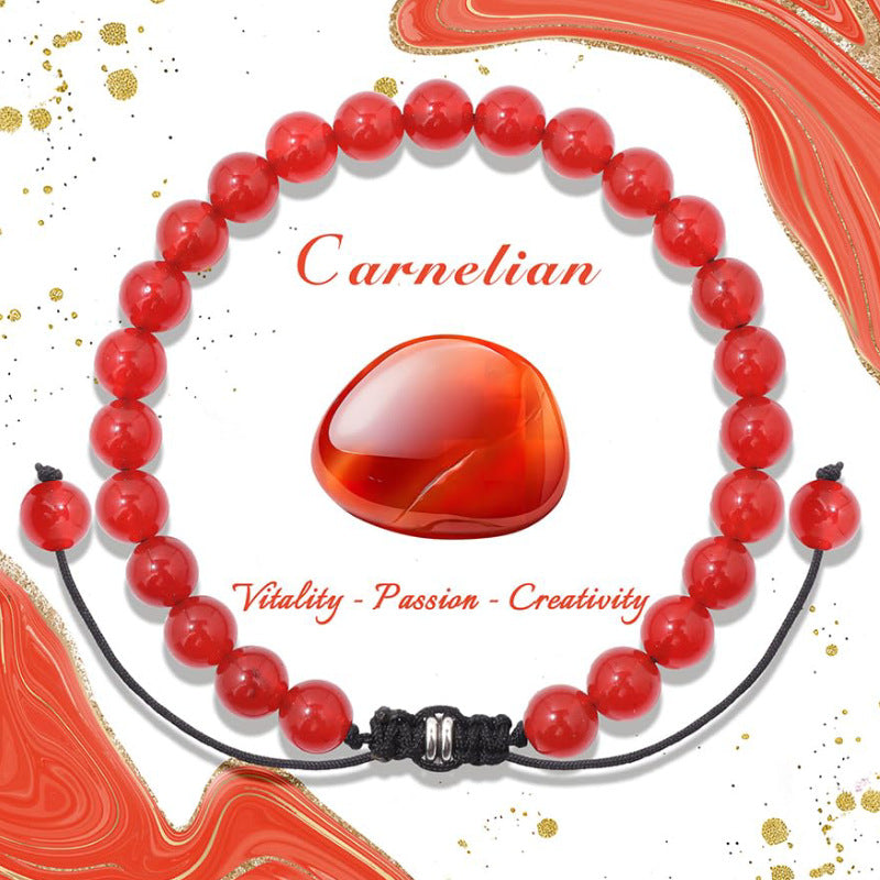 Natural Stone Crystal Beaded Bracelet4/6/8mm Chalcedony Turquoise Stretch Bracelet Lapis Tiger Eye Braided Bracelet