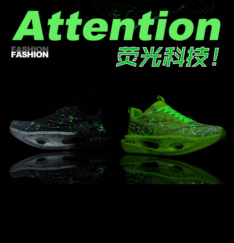 2025Autumn New Red Rabbit9Fluorescent Parent-Child Comfortable Sports Shoes High Elasticity Really Soft Sole Carbon Plate Wear-Resistant Running