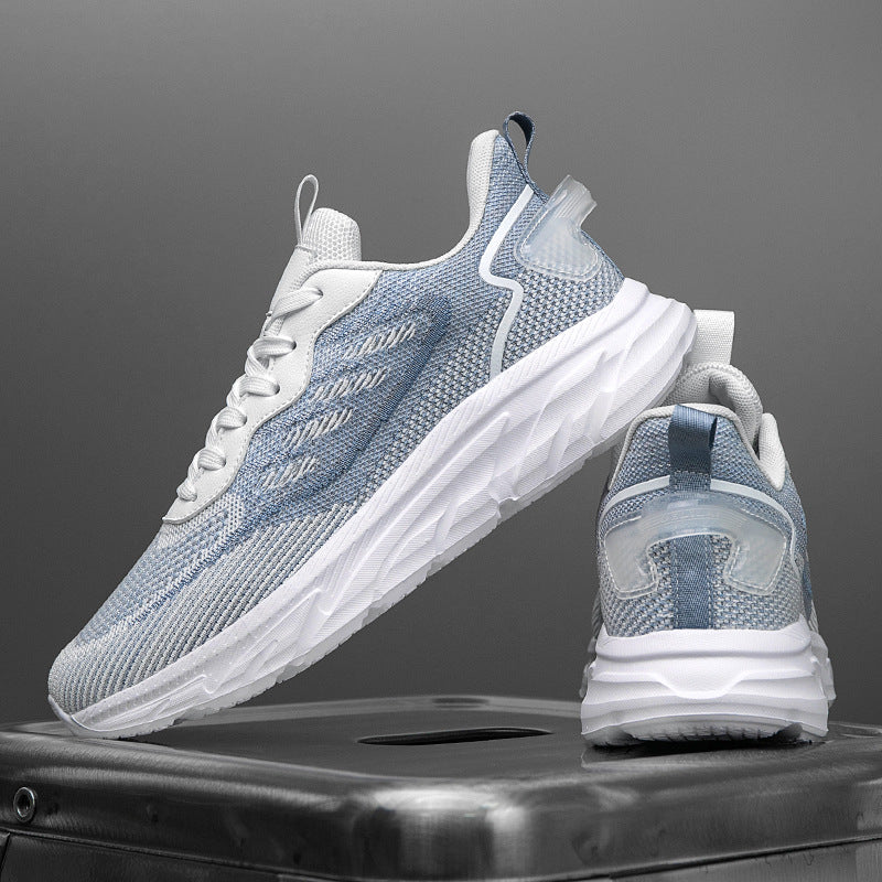 Mesh Flyknit Men's Shoes Export Hot-Selling Summer Sports Shoes Lightweight Breathable Running Shoes Large Size Men's Shoes