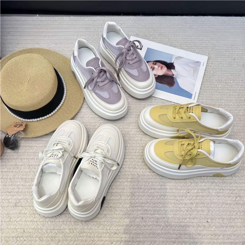 Light Luxury White Sneakers2025New summer breathable thick-soled height-increasing versatile casual lightweight sports sneakers