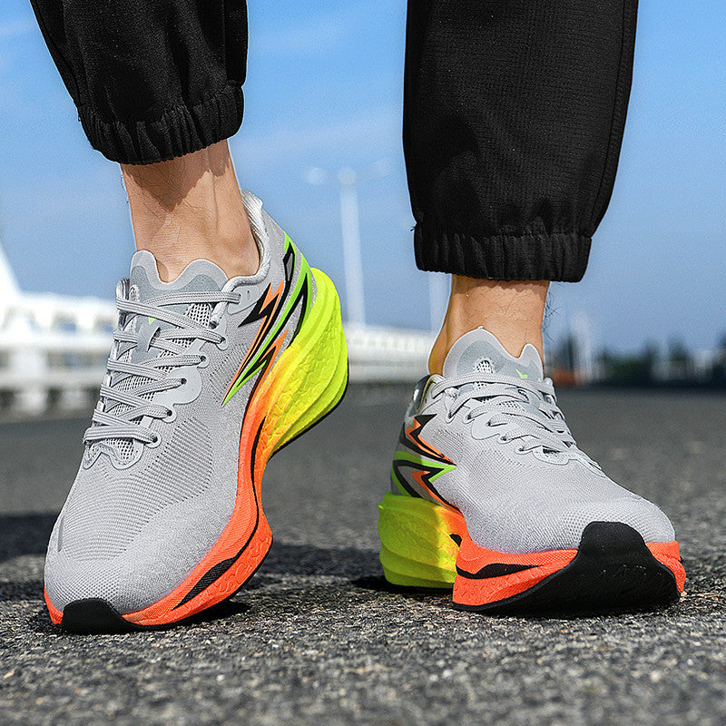 Fashion Four Seasons New Popcorn Carbon Plate Breathable Couple Running Shoes Comfortable Unisex Sports Shoes