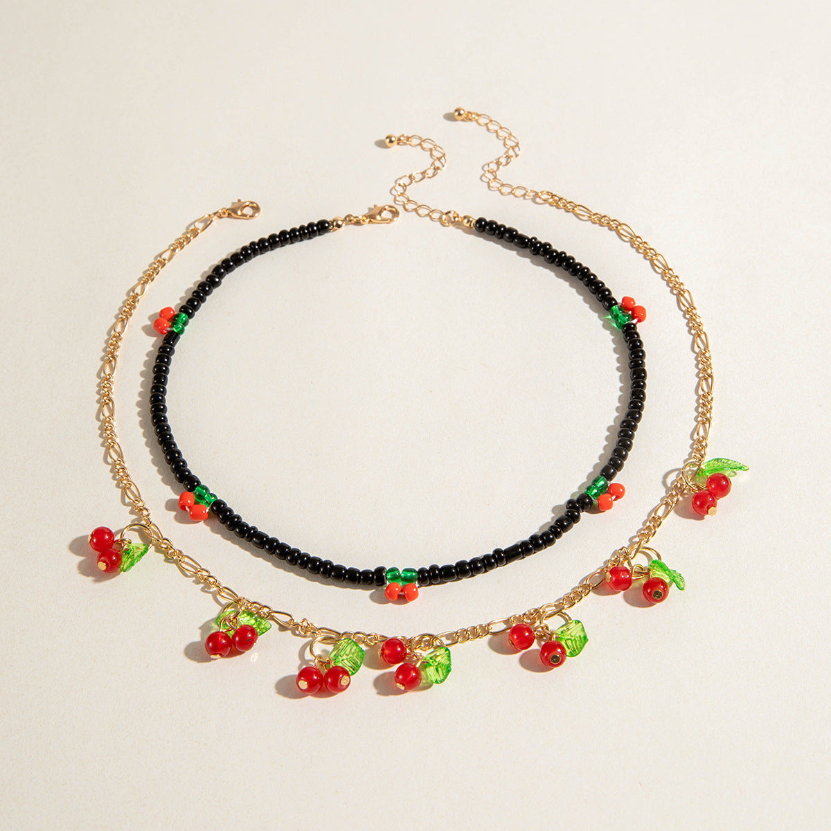 European and American Style Jewelry Light Luxury Imitation Pearl Cherry Necklace High-End Versatile Grass Multi-Layer Stacking Necklace Wholesale