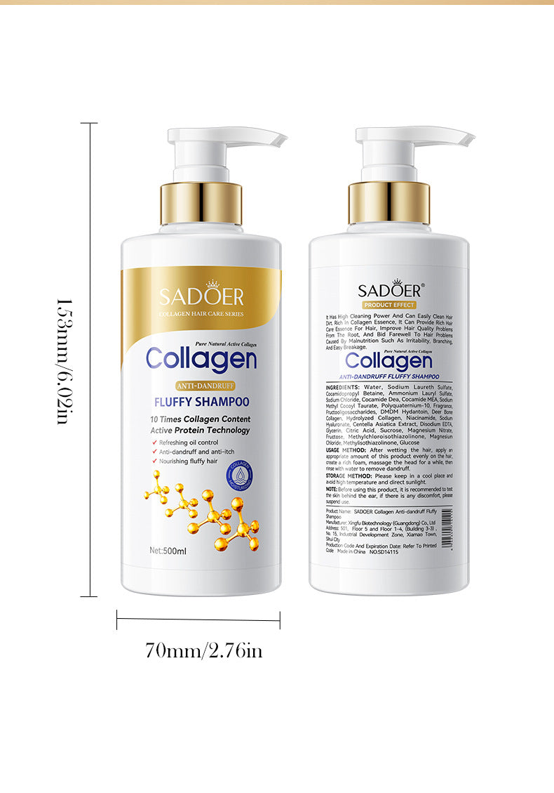 Full English Collagen Anti-Dandruff Shampoo500ml SADOER Smooth Clean Fluffy Shampoo Wholesale