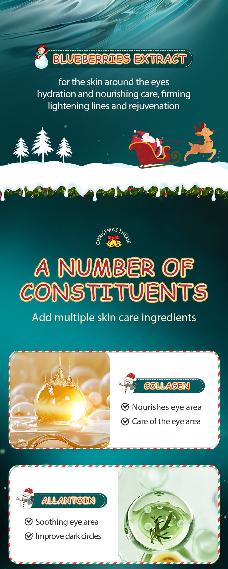 Christmas Blueberry Collagen Eye Mask SADOER Moisturizing Eye Mask Cross-Border Wholesale