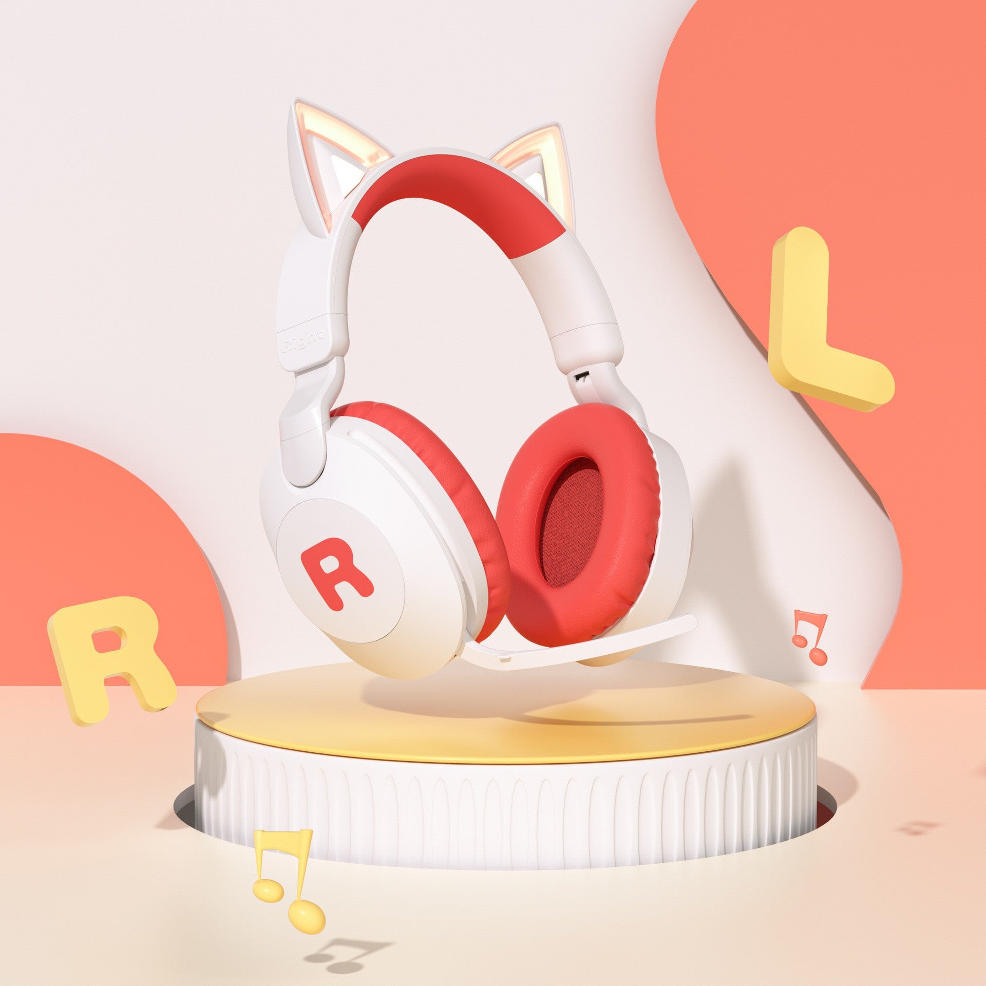 Cat Ear Headband Bluetooth Wireless Headphones with Mic Cute Long Battery Life Adorable Design Cute Cat
