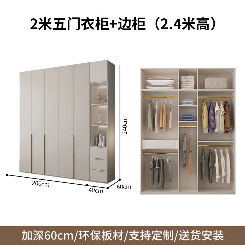 Custom Solid Wood Wardrobe for Home Bedroom Modern Simple Cream Style Hot-Selling Storage Cabinet One-Door to Ceiling Large Wardrobe