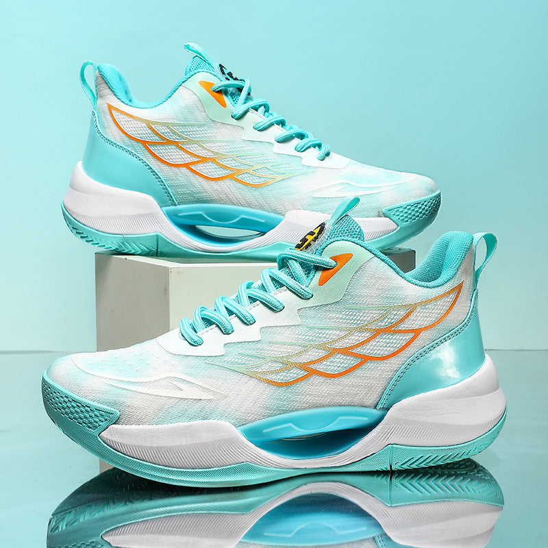 2025New Men's Shoes Mesh Breathable High Elastic Shock Absorption Sports Shoes Youth Casual Non-slip Thick Bottom Basketball Shoes