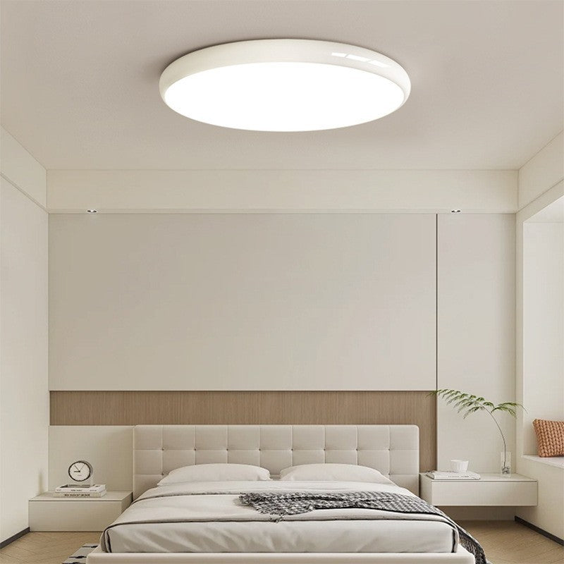 Cream style master bedroom lamp, round Nordic ceiling lamp LED Iron Art Study Lamp Creative Living Room Lamp Home Atmosphere