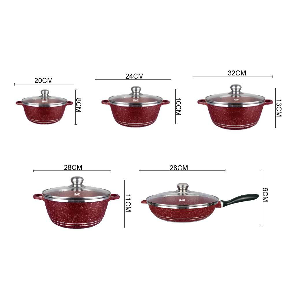 RAF Hot Sale Handle Detachable Non-Stick Pan Ceramic Glaze Universal Stove Cookware11Set