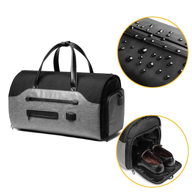 Men's Travel Bag Foldable Suit Gym Bag Large Capacity Multifunctional Waterproof Short Trip Handheld Shoulder Luggage Bag