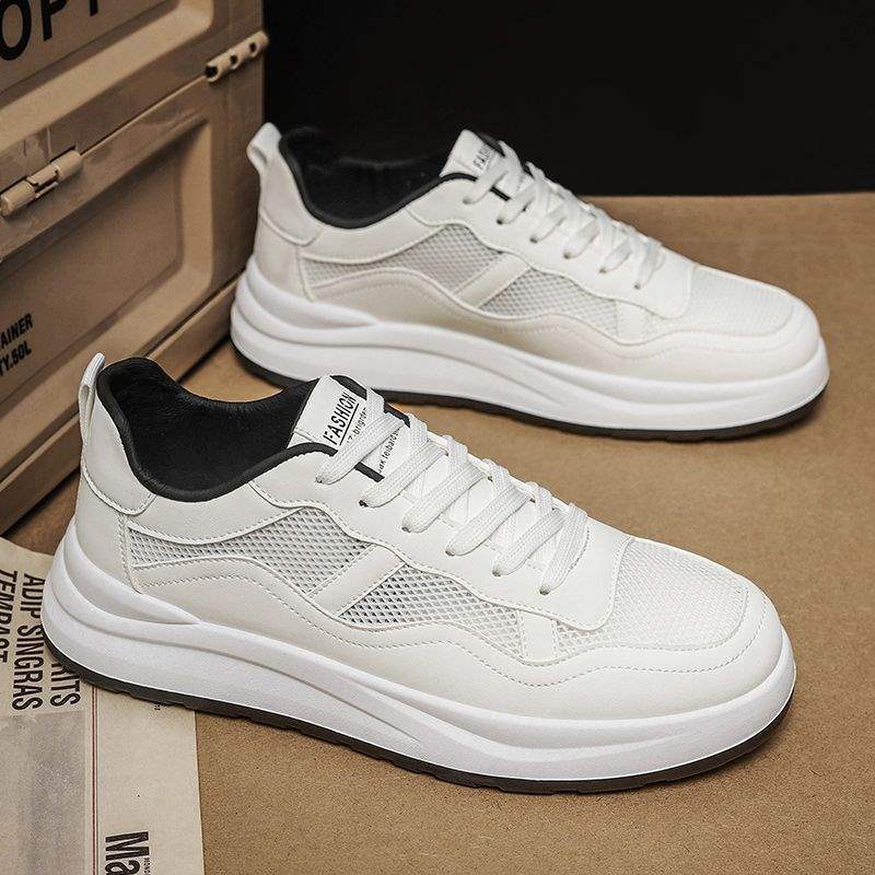 Men's Shoes2025Summer New Breathable Hollow Mesh Panel Shoes Fashion Versatile White Shoes Men's Trendy Casual Shoes