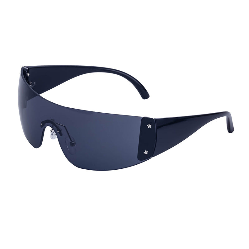 Women's trendy high-end windproof sunglasses Y2K Millennium Frameless Cycling Anti-UV Sunglasses Women's Wholesale